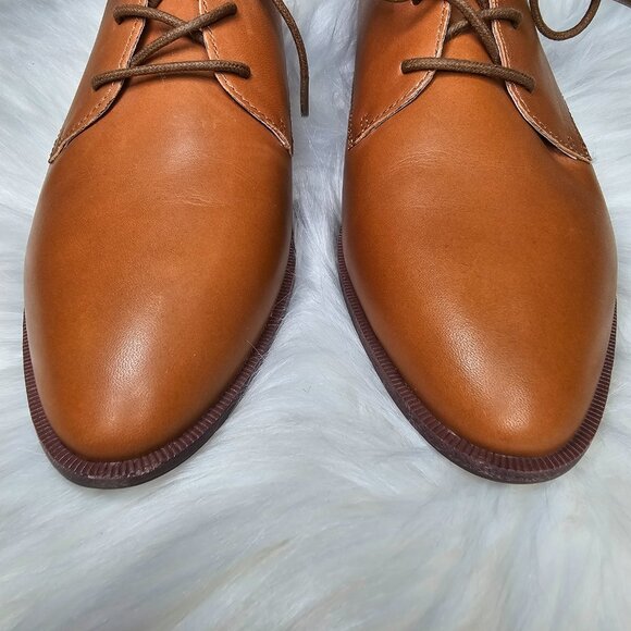 Madewell The Frances Oxford Shoe Tan Leather Loafers Lace Up Minimal Womens Sz 8 - Picture 3 of 11